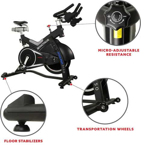Miniatura 5 de Sunny Health & Fitness Stationary Exercise Bike Machine w/ Adjustable Cushion Seat & Multi-Grip Handlebar, Indoor Cycling Equipment for Home Cardio