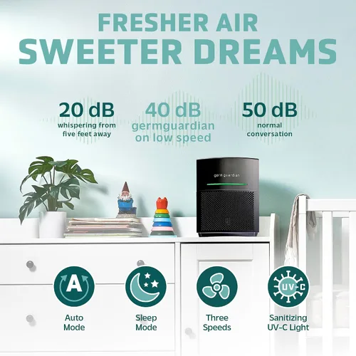 Miniatura 5 de GermGuardian Airsafe+ Purificador de aire HEPA para el hogar, habitaciones grandes de hasta 1043 pies cuadrados con filtro de aire HEPA, luz UV-C