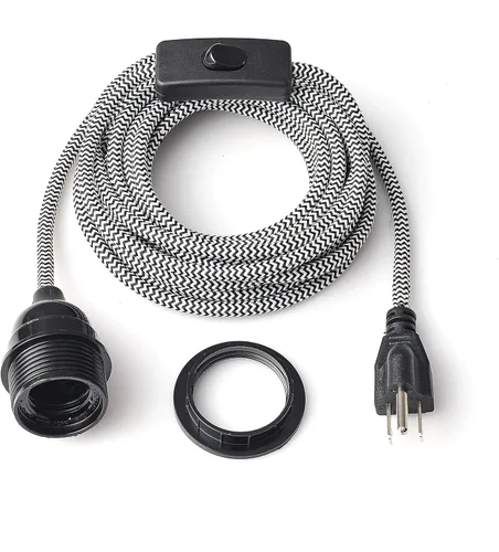 Miniatura 8 de BRIGHTTIA Lámpara colgante de swag negra enchufable – Pantalla de lámpara lista para colgar E26 enchufe roscado con juego de cable de 15 pies e Negro