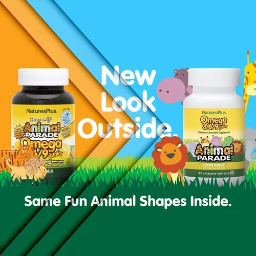 Miniatura 2 de NaturesPlus Animal Parade Omega 3/6/9 Junior, sabor a limón, 90 cápsulas blandas, promueve la salud inmunológica, de la piel, los ojos y el sistema