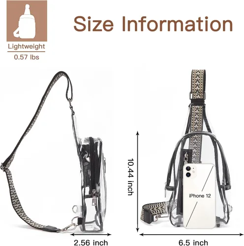 Miniatura 4 de Telena Riñonera transparente aprobada para estadios, bolsa cruzada para mujer, transparente Stadium Approved, Transparent