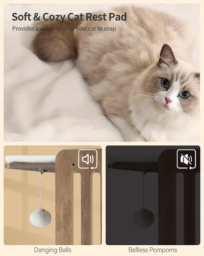 Miniatura 6 de FourFurPets Árbol Moderno para Gatos, Torre para Gatos de 58 Pulgadas para Gatos Grandes, Árbol para Gatos Maine Coon con Tabla de Rascar, Percha