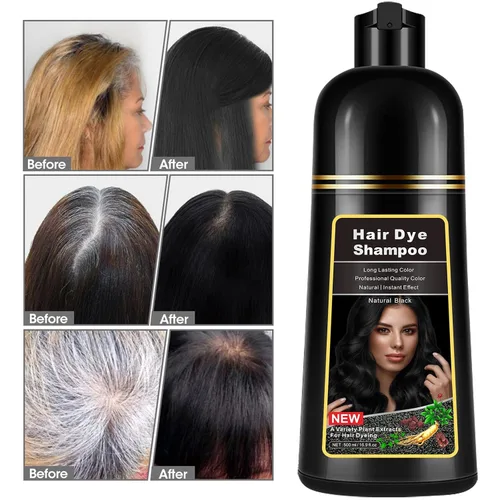 Miniatura 2 de lymznus Champú instantáneo de tinte negro 3 en 1 para hombres y mujeres, champú de color de cabello a base de hierbas para cobertura de canas