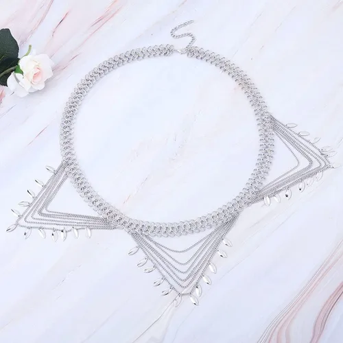 Miniatura 4 de Victray Cadena de cintura de vientre para mujer, cadenas de cuerpo de lentejuelas, joyería de cintura de moda, accesorio de joyería para el cuerpo