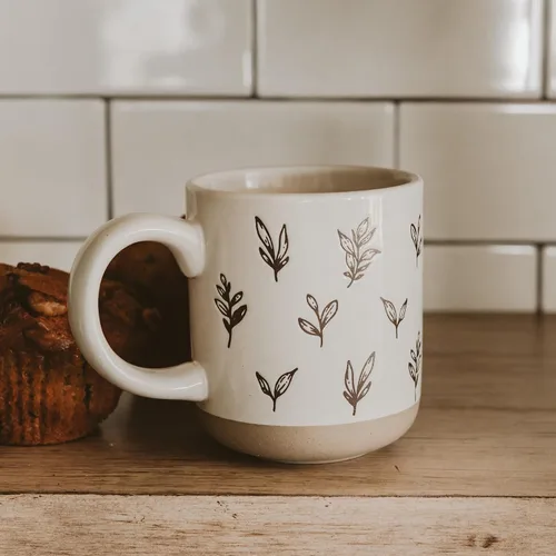 Miniatura 5 de Sweet Water Decor Taza de café de otoño con diseño de hojas marrones, taza de gres de 14 onzas para té y sidra, apta para microondas y lavavajillas