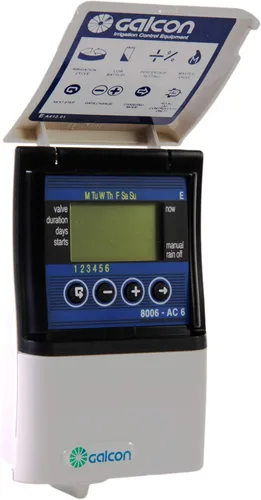 Galcon GAE2S0002U1 8006 AC-6 Controlador de riego de zona de estación de 6 estaciones Aspersor automático, temporizador diario/cíclico, sistema de