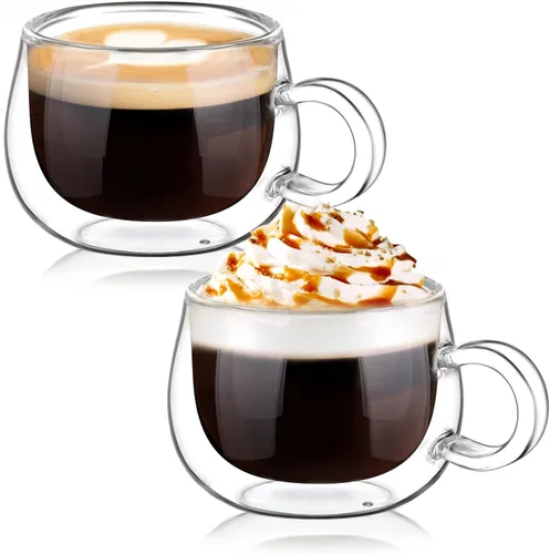 Glastal Calidad Alemana 4 Oz Tazas de Espresso de Vidrio Aislada de Doble Pared, Tazas de Café Espresso, Tazas de Espresso Dobles, Tazas Demitasse,