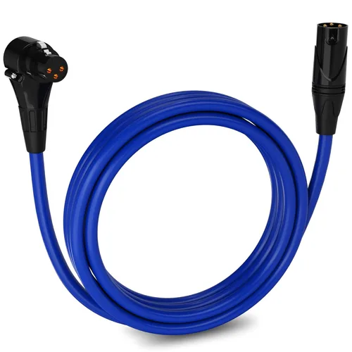 Miniatura 52 de LyxPro Cable de micrófono XLR hembra a macho de ángulo recto de 3 pines de 1.5 pies para altavoces amplificados, interfaz de audio, rendimiento