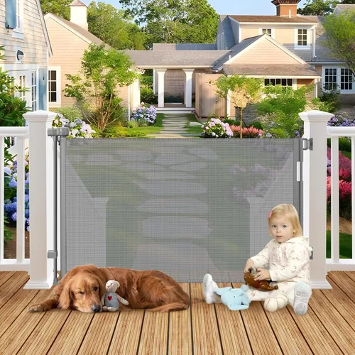 Miniatura 11 de Puerta retráctil para exteriores resistente a la intemperie para perros con tornillos y varillas de acero inoxidable que no se oxidan, puertas