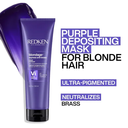 Miniatura 3 de Redken Blondage Express Anti-Brass Mask For Blonde & Highlighted Hair - Ultra-Pigmented Purple Mask For Blonde Hair