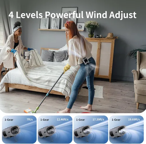 Miniatura 3 de Socool - Ventilador de cintura portátil de 5000 mAh, recargable, mini ventilador personal con 13000 RPM y 4 velocidades ajustables, enfriamiento