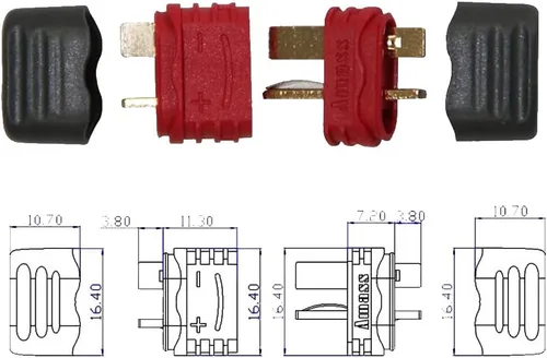 Miniatura 6 de Amass - 10 pares de conectores en T actualizados de la funda Deans Conector Deans Plug para piezas RC (10 pares de enchufe en T)