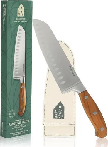 Bloomhouse - Dos veces ganador de los Favoritos de Oprah - Cuchillo Santoku de 7 pulgadas – Hoja de acero inoxidable alemán con mango forjado de