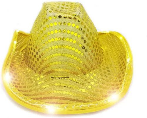 Miniatura 7 de Sombrero de vaquero con lentejuelas LED para fiesta de fiesta intermitente, fiesta de baile para cumpleaños, boda, festival, Halloween