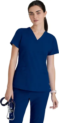 Miniatura 11 de BARCO ONE - Camiseta médica con cuello en V y 5 bolsillos, elástico de 4 vías, para mujer Bahama