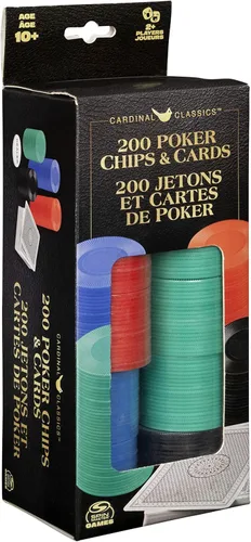 Miniatura 6 de Spin Master Games Cardinal Classics, Juego de 200 fichas de póquer con botón de distribuidor de baraja Texas Hold 'Em Classic Casino Juego de mesa
