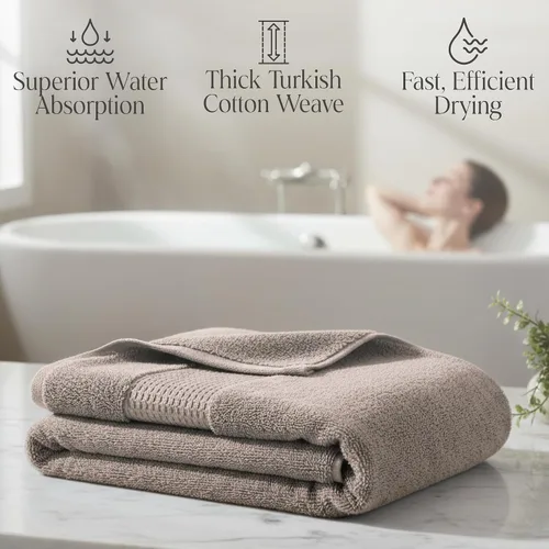 Miniatura 5 de Delilah Home Toallas de baño de algodón turco, suaves y absorbentes, 100% orgánicas, tejido grueso de 700 GSM, suaves para pieles sensibles, 6