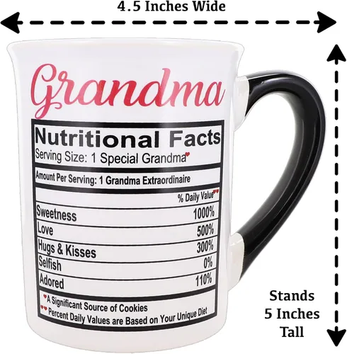 Miniatura 4 de Cottage Creek Taza de café para abuela, taza de café grande de cerámica con datos nutricionales de 16 onzas para abuela, regalos de cumpleaños