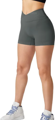 YEOREO Pantalones cortos de entrenamiento sin costuras para mujer, cintura alta, levantamiento de glúteos, pantalones cortos de yoga para gimnasio