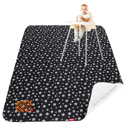 Miniatura 13 de Tapete antisalpicaduras para debajo de la silla alta, antideslizante, impermeable, tapetes de piso para la hora de comer, lavables, portátiles, Gris