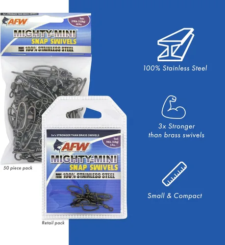 Miniatura 2 de American Fishing Wire Mighty Mini grúa giratoria, línea de pesca esencial, equipo de pesca compacto, giro de agua salada, giro de acero inoxidable