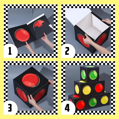 Miniatura 4 de Resurhang 6 cajas de recuerdo de semáforo, cajas de transporte de 11.8 x 11.8 pulgadas para autos de carreras, fiestas de cumpleaños, centros