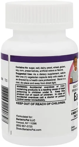 Miniatura 4 de Cápsulas fáciles de planchar de 25 mg de BariatricPal - Altamente absorbibles y fáciles para tu estómago (90 unidades)