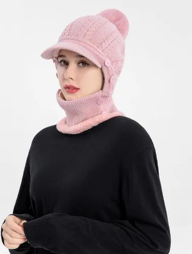 Miniatura 54 de HUAMULAN Gorro de invierno de una pieza para mujer, pasamontañas de forro polar, pasamontañas, máscara facial, bufanda, orejeras, esquí, nieve