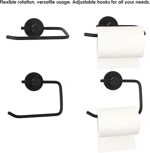 Miniatura 3 de Pulido negro mate del alto grado del tenedor del papel higiénico del acero inoxidable del brazo abierto, instalaciones del cuarto de baño montadas