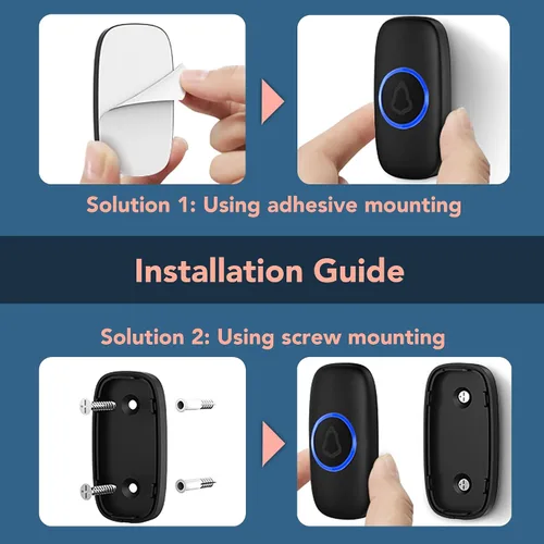 Miniatura 7 de Kits de timbre inalámbrico con nivel de impermeabilidad IP55, rango de 500 pies, 5 niveles de volumen con 32 timbres de puerta, flash LED