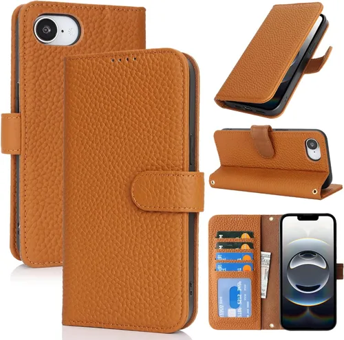 Miniatura 96 de Zouzt Funda para iPhone 11 de 6.1 pulgadas de piel auténtica con 4 ranuras para tarjetas, tarjetero con bloqueo RFID, tapa magnética, función atril