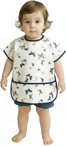 Miniatura 19 de Plie Short Sleeve Waterproof Bib for Toddlers – Easy Clean Feeding Apron for Mealtime, Daycare, Self-Feeding, Lightweight