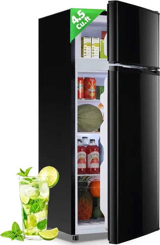 Miniatura 13 de DEMULELR - Refrigerador pequeño de 3.9 pies cúbicos con congelador, refrigerador de dos puertas con cajón para verduras y espacio extra