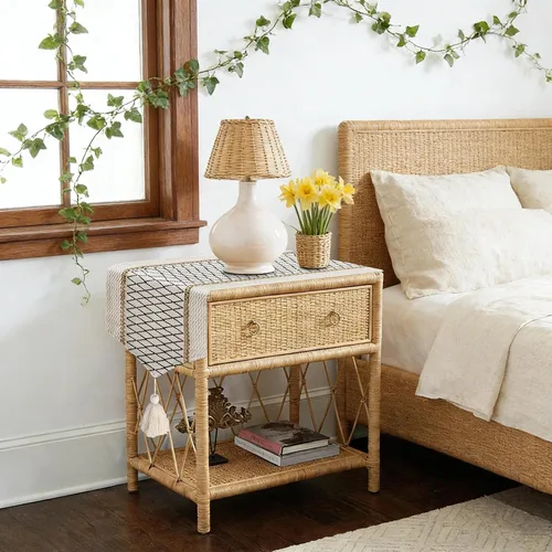 Miniatura 3 de yuboo Camino de mesa bohemio con extremo triangular, caminos de mesa pequeños de 36 pulgadas, cubierta de tocador de macramé para mesita de noche