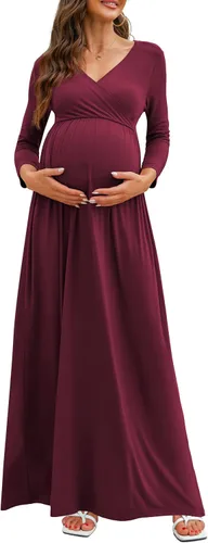 Xpenyo Vestido de maternidad de talla grande, vestidos largos de lactancia para baby shower sesión de fotos