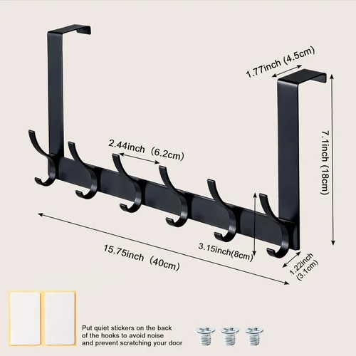 Miniatura 4 de BOOMIBOO Ganchos para colgar sobre la puerta, colgador de puerta resistente, toallero con ganchos para toallas para baño, 12 ganchos grandes sobre