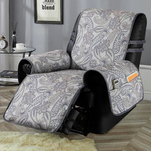Miniatura 7 de STONECREST - Funda antideslizante para silla reclinable, estampado de cachemira, funda de lino sintético cepillado, se mantiene en su lugar