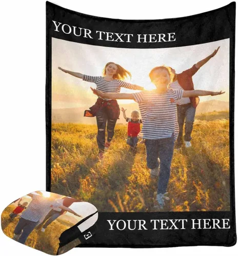 Miniatura 27 de Manta personalizada con fotos, manta personalizada con retrato familiar para padres, niños, perros y familia, manta personalizada para un día