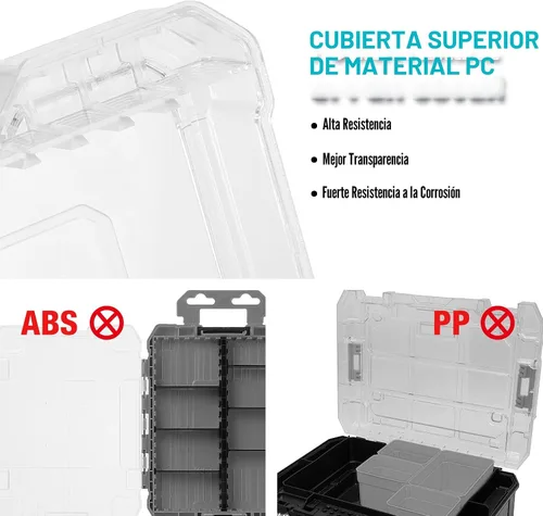 Miniatura 3 de DuraTech 3 Piezas Organizador de Piezas Pequeñas, 14 Compartimentos, Separadores Removibles, Organizador de Caja de Herramientas Portátil con Tapa