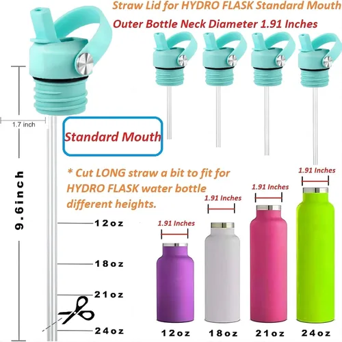 Miniatura 2 de Tapa de popote para Hydroflask, tapas con popote para Hydro Flask de boca estándar de 18, 21, 24 onzas, tapa deportiva de repuesto para tapa Alpine