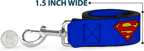 Miniatura 6 de Buckle-Down Correa para mascotas - Superman Shield Blue - 4 pies de largo - 1" de ancho