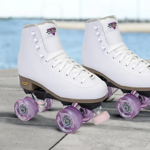 Miniatura 7 de Sure-Grip Fame White - Patines unisex para exteriores con ruedas de movimiento rosa, bota vegana con forro de microfibra, placas de nailon