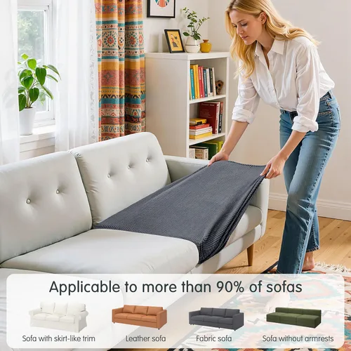 Miniatura 4 de Hokway Fundas Elásticas para Cojines de Sofá, 3 Piezas Fundas Individuales para Cojines de Sofá, Juego de Fundas para Asientos de Sofá de Jacquard