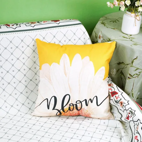 Miniatura 6 de ONWAY Juego de 2 fundas de almohada lumbar de primavera y verano de 16 x 16 pulgadas, fundas de almohada decorativas de margaritas de color amarillo