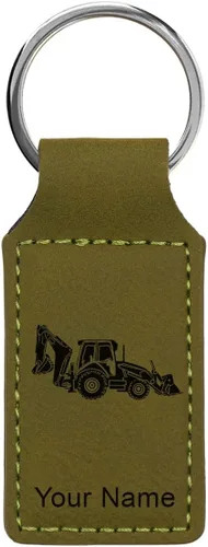 Miniatura 30 de LaserGram Llavero rectangular, retroexcavadora, grabado personalizado incluido