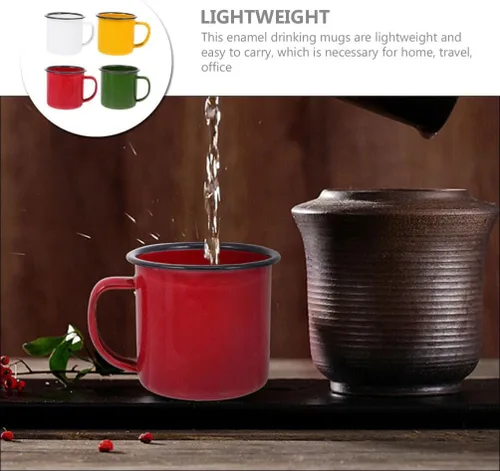 Miniatura 4 de YARNOW 4 tazas de café, taza de café de viaje esmaltada para reuniones familiares, picnics, barbacoas y más
