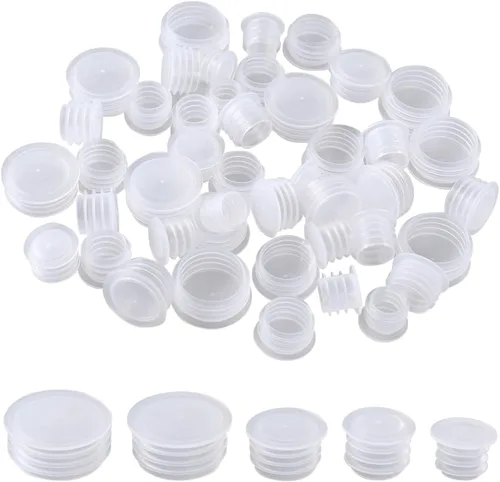 Miniatura 8 de GORGECRAFT 25 tapones para salero y pimentero blanco de 51/64 pulgadas, tapón de repuesto transparente de plástico, tapa de extremo redondo