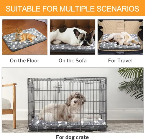Miniatura 6 de Cama para Perros Lavable de Felpa Ortopédica para Exteriores, Alfombrilla para Jaula con Fondo Antideslizante, Almohadilla Suave de Lujo