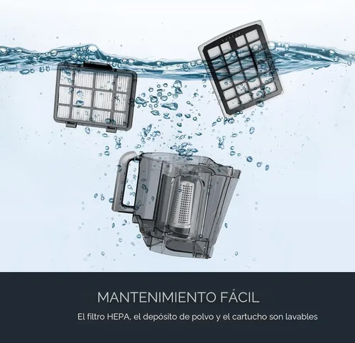 Miniatura 5 de Eureka Aspiradora sin bolsa con recipiente, aspiradora ligera para alfombras y suelos duros, color plateado con negro, NEN180 Plata con negro