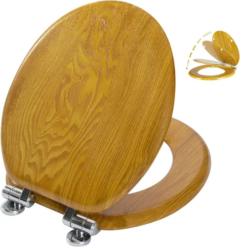Miniatura 10 de Angel Shield - Asiento para inodoro alargado de madera con cierre silencioso, fácil de limpiar y bisagras de liberación rápida